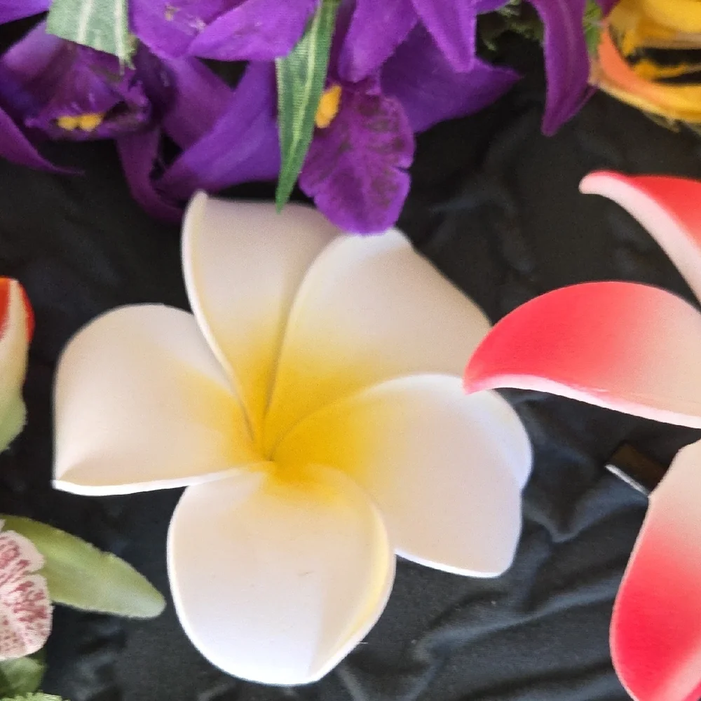 Floral Hair Clips Set Of 5 - Orchid, Plumeria, Tropical Flowers